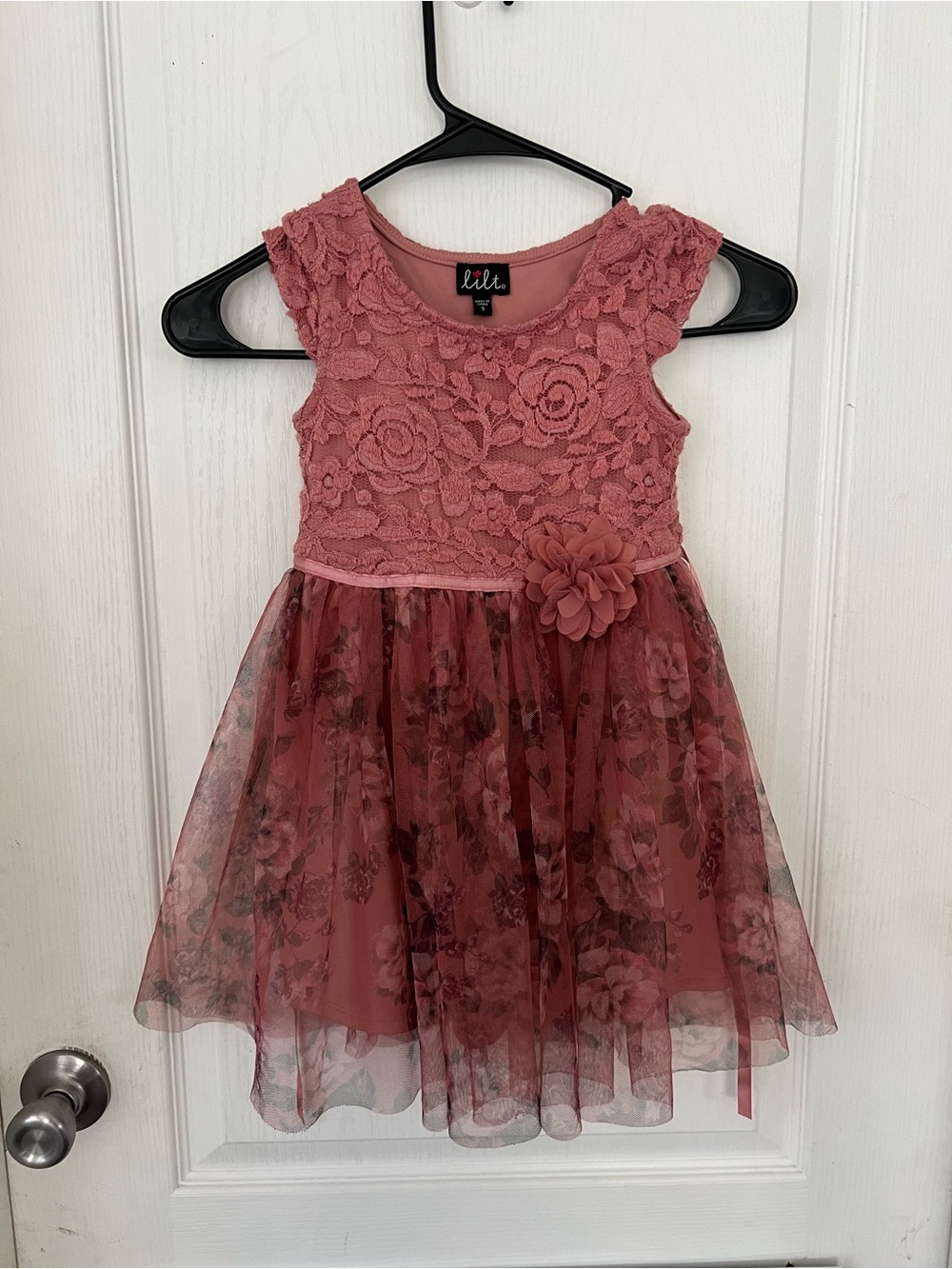 Lilt Girls' Rose Lace Floral Tulle Party Dress